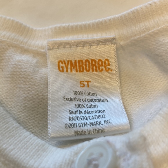 Darling little girls 5T white Cardigan sweater with Ruffles pink flower Gymboree - Picture 7 of 7